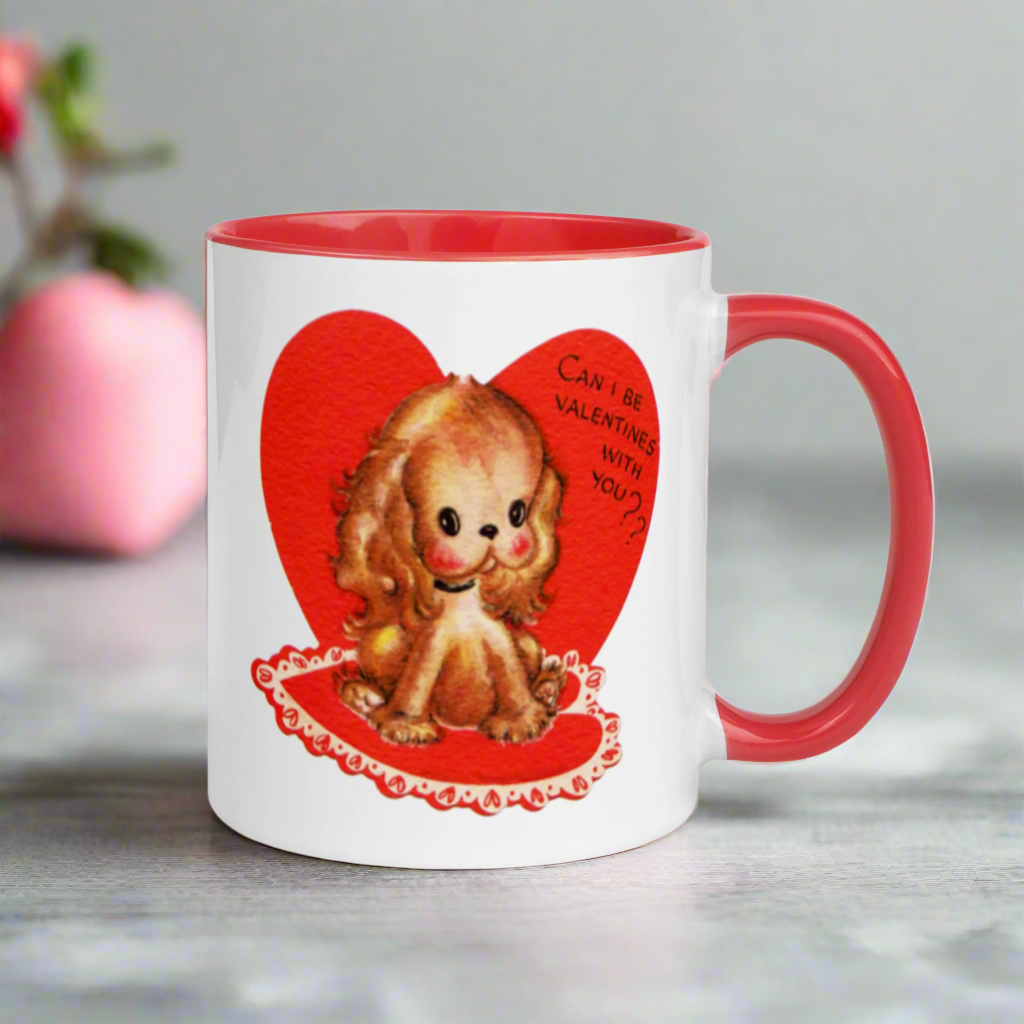 Can I be Valentines with You? Puppy Valentine's Day Glossy Coffee Mug