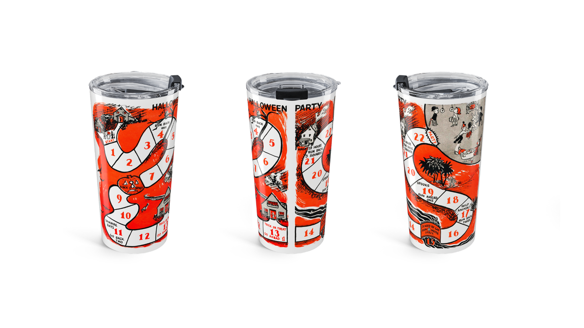 Halloween Party Board Game Retro Halloween Print Stainless Steel Tumbler 20oz