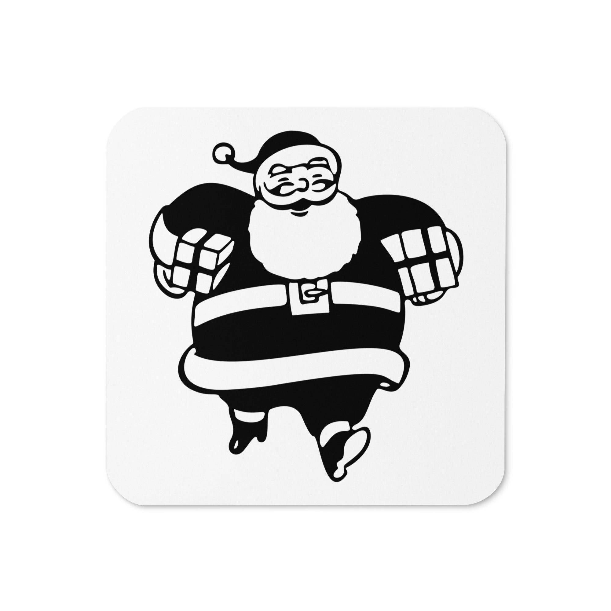 Mid Century Santa Retro Christmas Print Cork-back Coaster