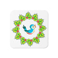 Christmas Bluebird In Wreath Mid Century Retro Christmas Print Cork-back Coaster