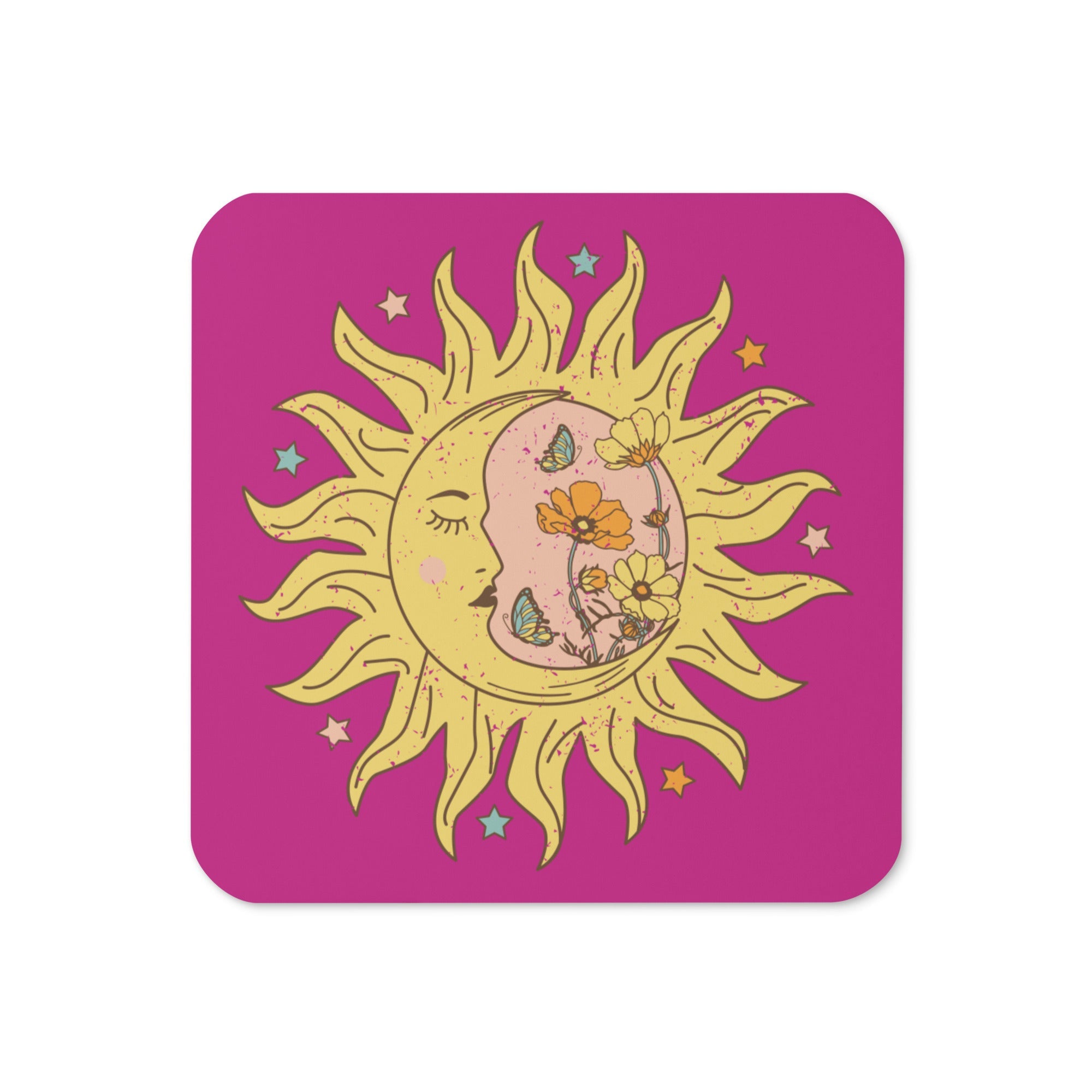 Celestial Sun Moon Cork-back Coaster