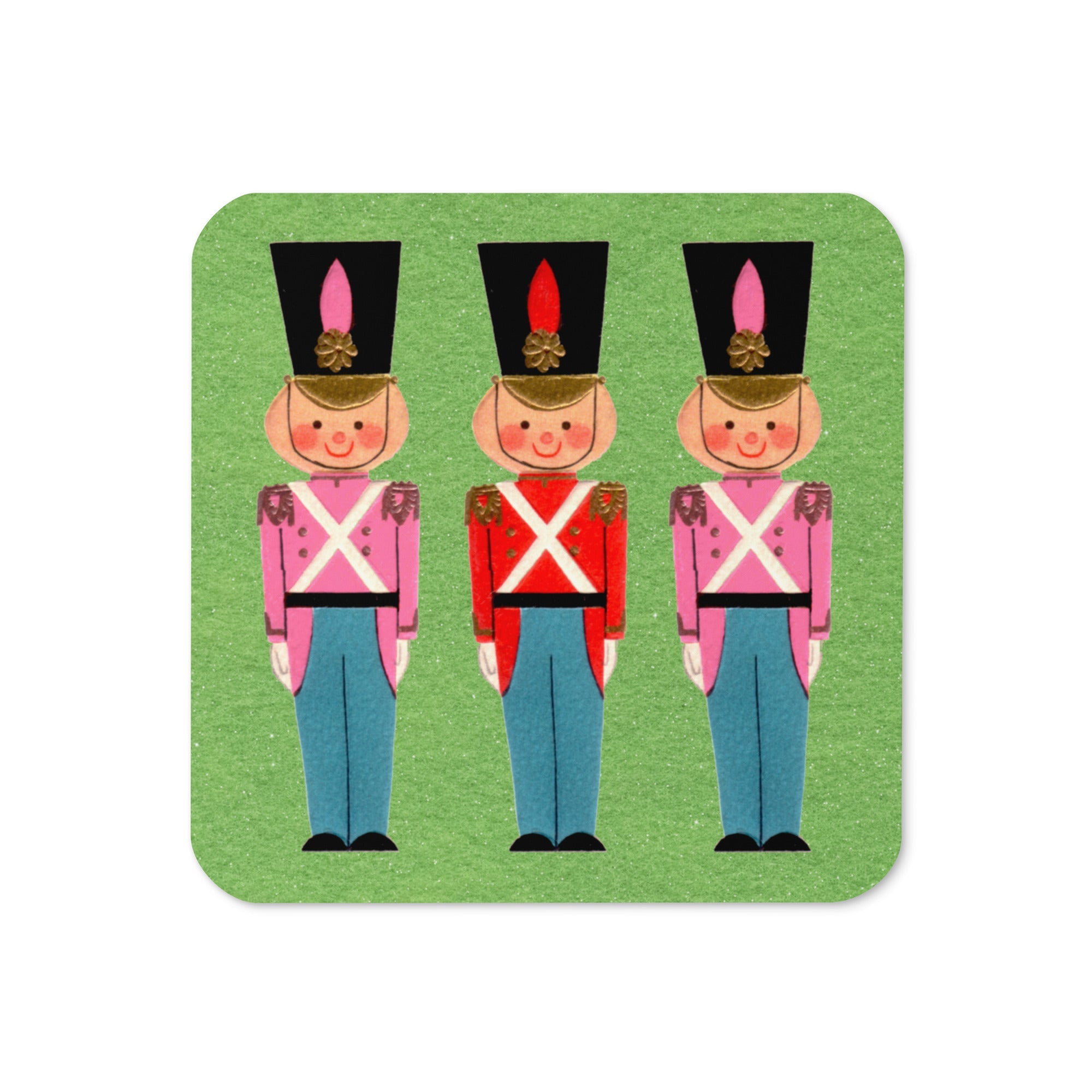 Christmas Toy Soldiers Mid Century Retro Christmas Print Cork-back Coaster