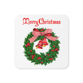 Merry Christmas Wreath Mid Century Retro Christmas Print Cork-back Coaster