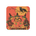 Three Witches Owls Retro Halloween Print Cork-back Coaster