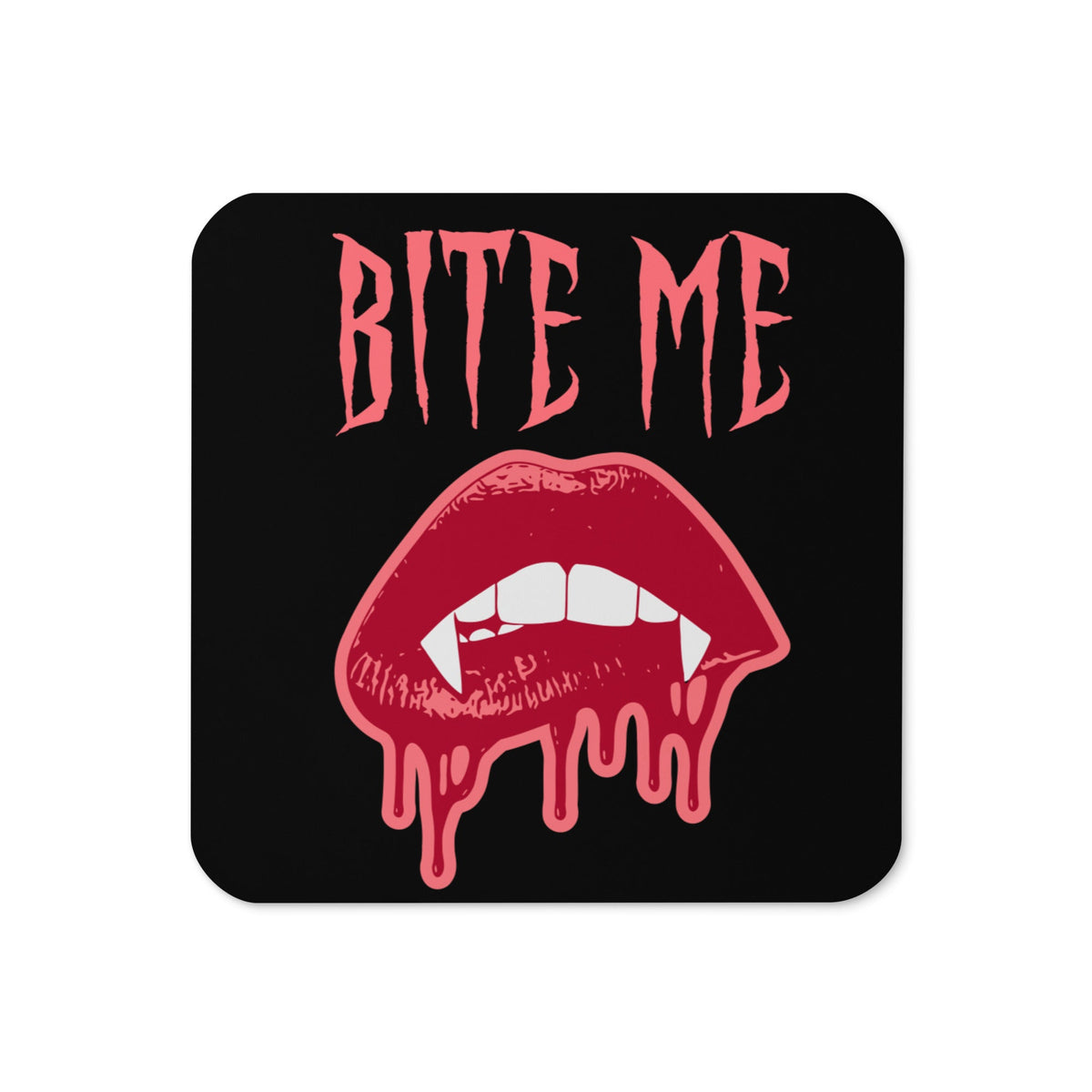 Bite Me Vampire Fangs Halloween Cork-back Coaster