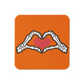 Skeleton Heart Hands Distressed Halloween Cork-back Coaster