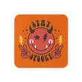 Stay Spooky Cute Devil Distressed Style Halloween Cork-back Coaster