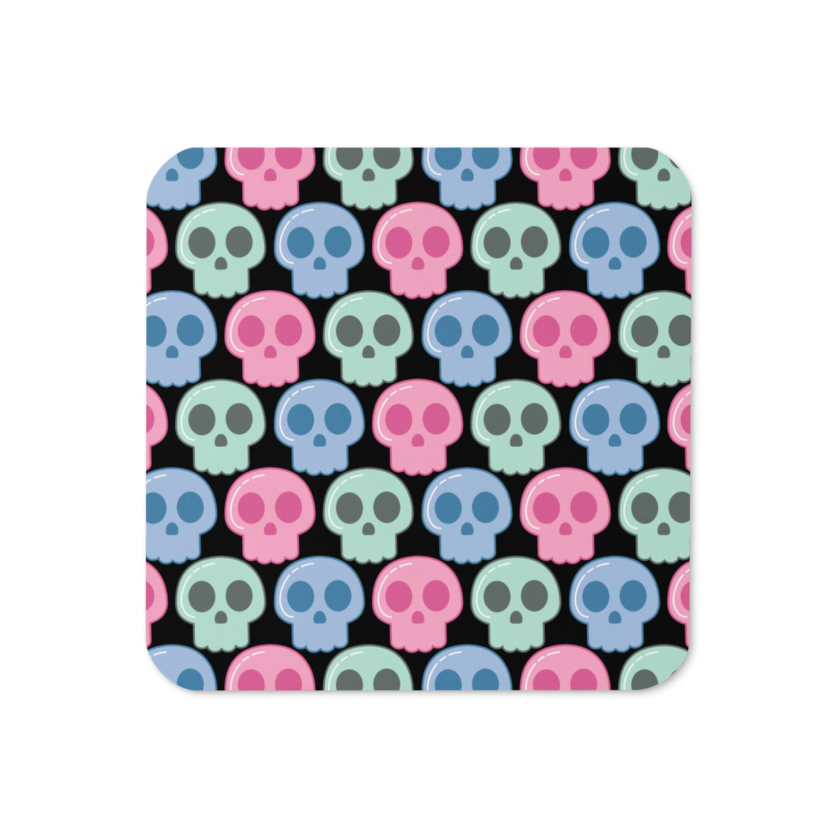 Pastel Goth Skulls Halloween Cork-back Coaster