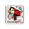 Christmas Stamp Mailbox Retro Christmas Print Cork-back Coaster