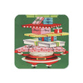 Santa With Presents Mid Century Christmas Retro Print Cork-back Coaster