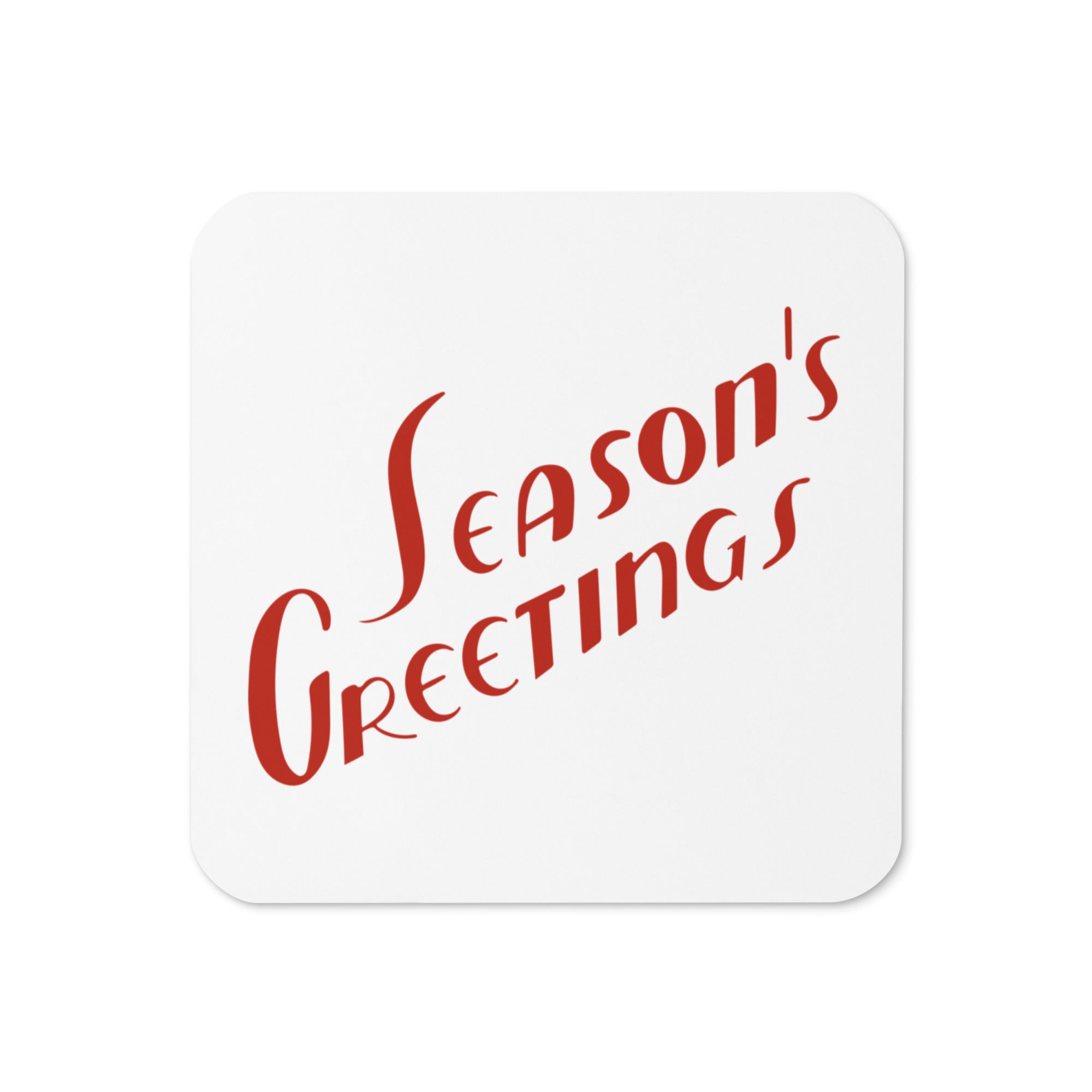 Season's Greetings Retro Christmas Print Cork-back Coaster