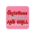 Christmas Movies And Chill Christmas Print Cork-back Coaster