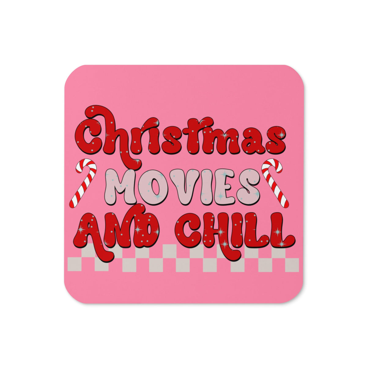 Christmas Movies And Chill Christmas Print Cork-back Coaster