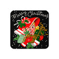 Merry Christmas Lady Shopper With Presents Retro Christmas Print Cork-back Coaster