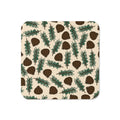 Pinecones With Sprigs Of Pine Cute Winter Christmas Cork-back Coaster
