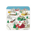 Christmas Village Town Retro Christmas Print Cork-back Coaster