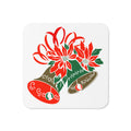 Christmas Bells Poinsettias Mid Century Retro Christmas Print Cork-back Coaster