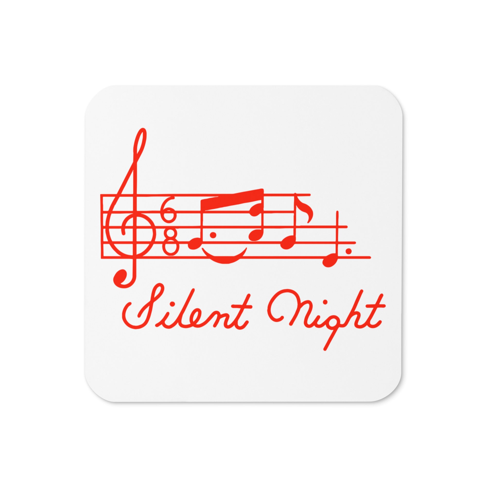 Silent Night Music 50s Mid Century Retro Christmas Print Cork-back Coaster