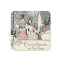 Christmas Greetings And Best Wishes Victorian Couple Retro Christmas Print Cork-back Coaster