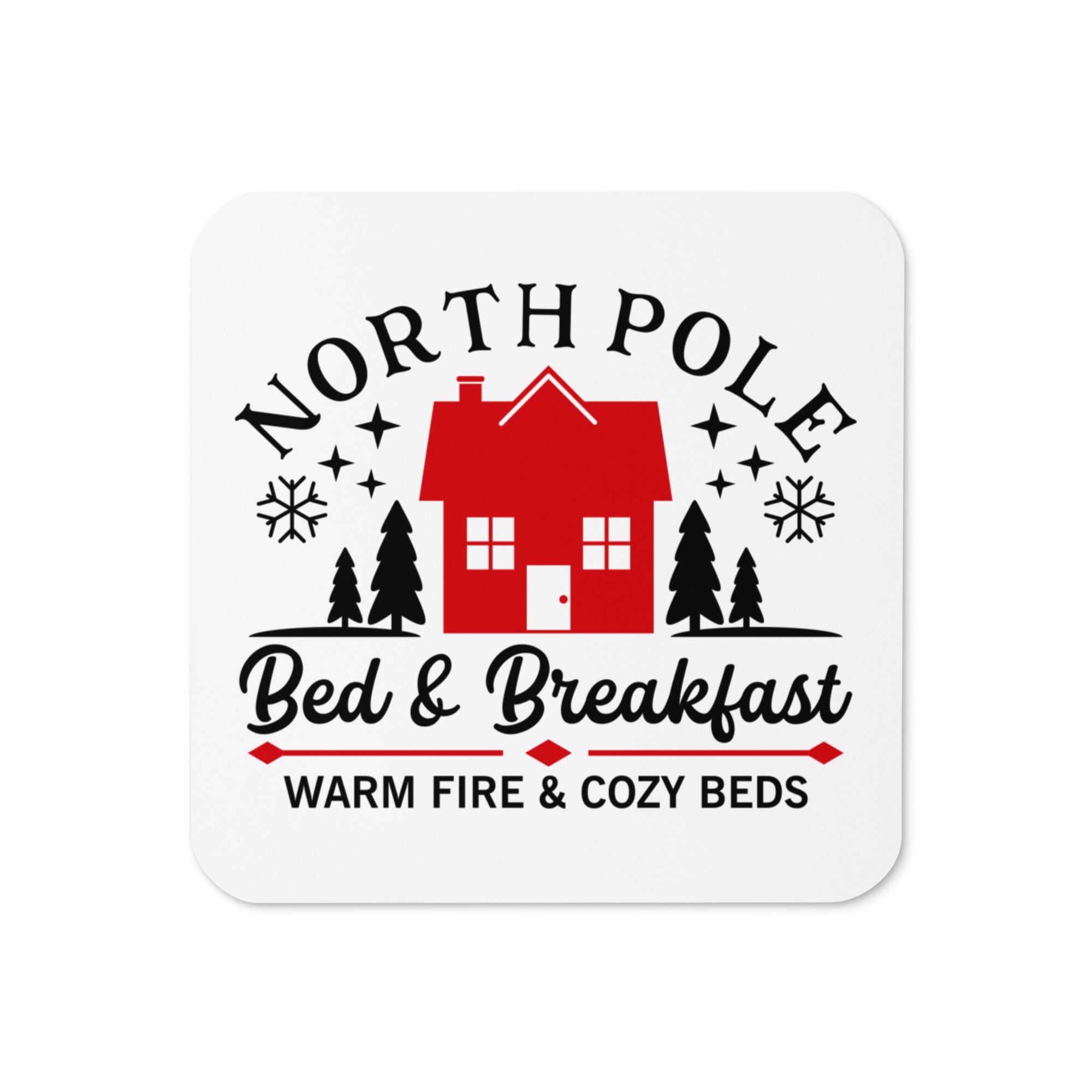 North Pole Bed And Breakfast Christmas Cork-back Coaster