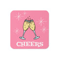 Cheers Champagne Toast Glasses Atomic Retro Style Cork-back Coaster