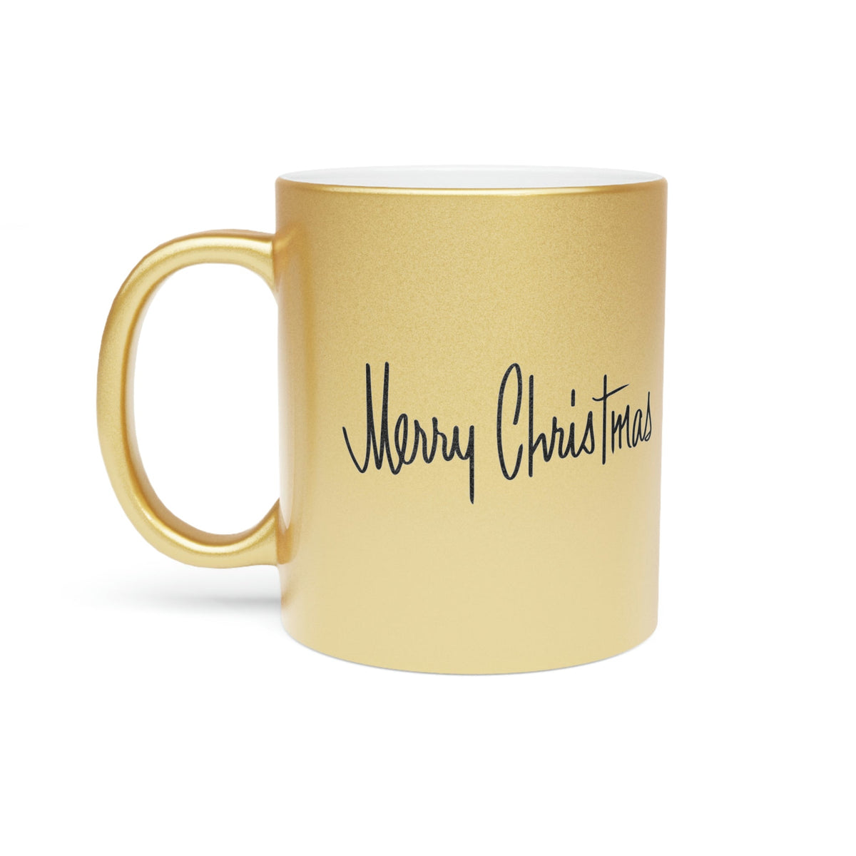 Merry Christmas Mid Century Retro Christmas Print Gold Metallic Mug