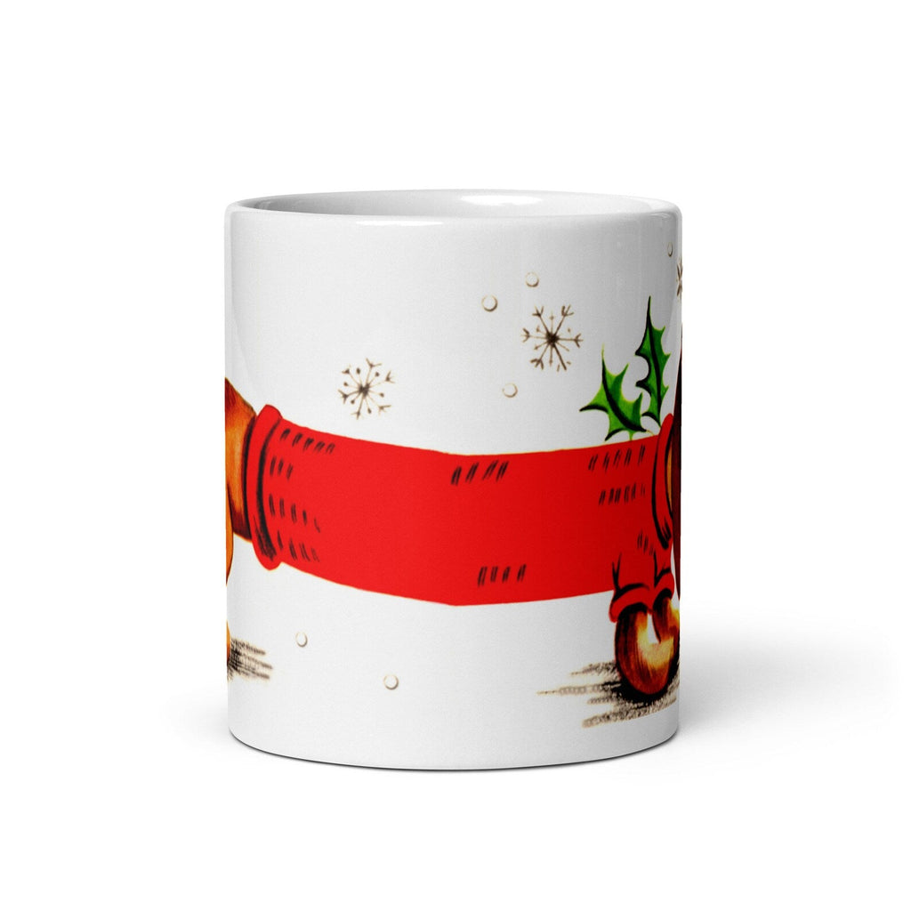 Christmas Dachshund Mid Century Retro Christmas Print Glossy Mug