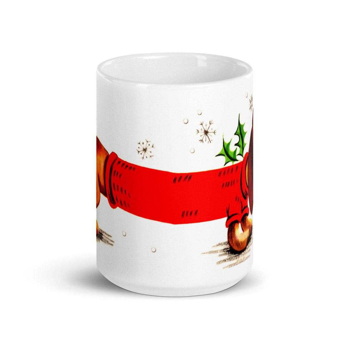 Christmas Dachshund Mid Century Retro Christmas Print Glossy Mug