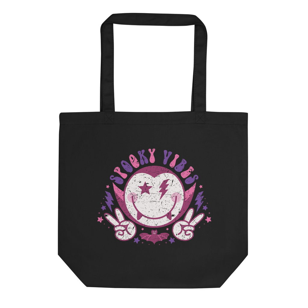 Spooky Vibes Cute Dracula Vampire Halloween Eco Cotton Tote Bag