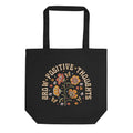 Grow Positive Thoughts Retro Style Reusable Eco Cotton Tote Bag