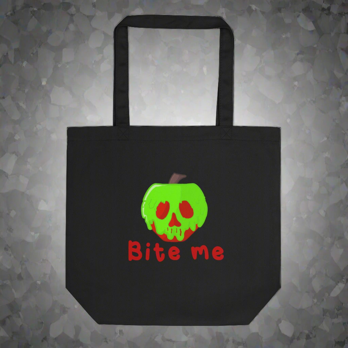 Bite Me Poison Apple Evil Queen Snow White Halloween Large Eco Cotton Tote Bag