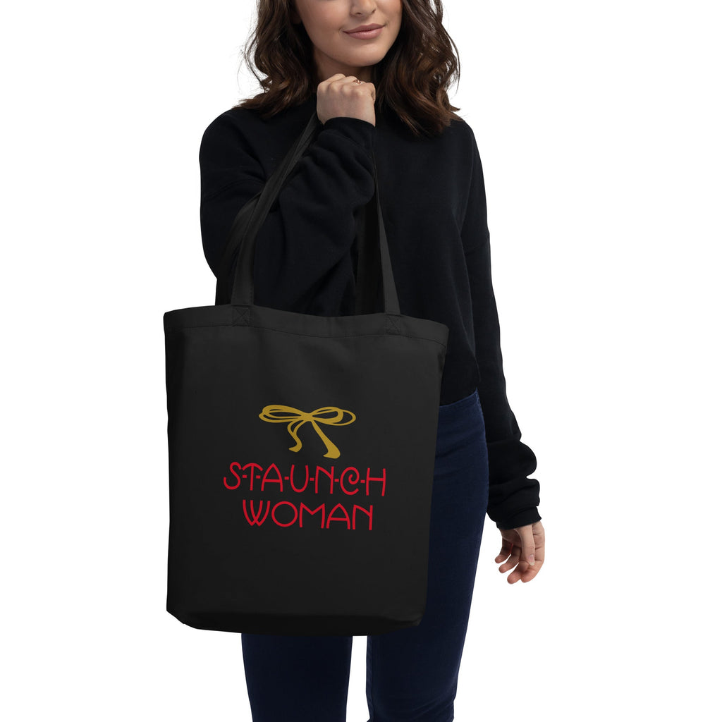 Little Edie Gold Bow Staunch Woman Eco Cotton Tote Bag
