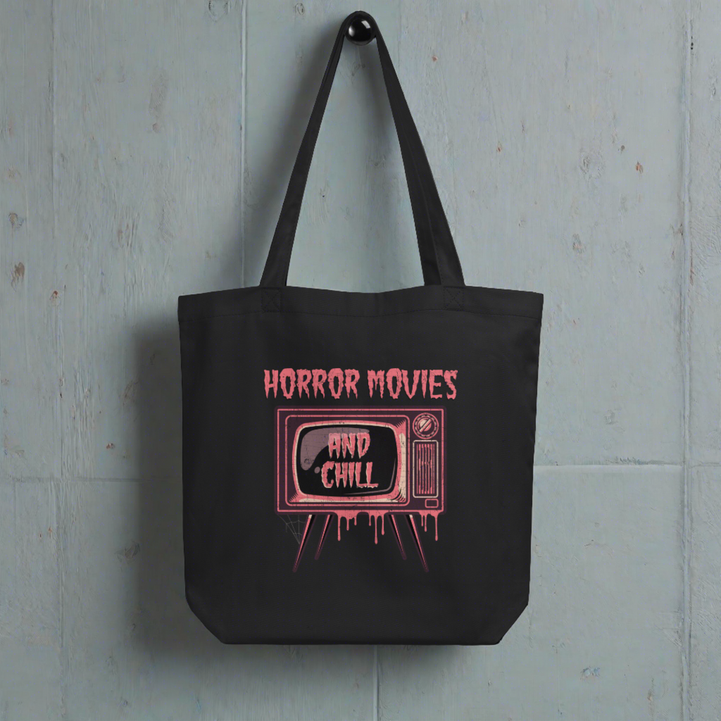 Horror Movies And Chill Distressed Style Halloween Eco Cotton Tote Bag