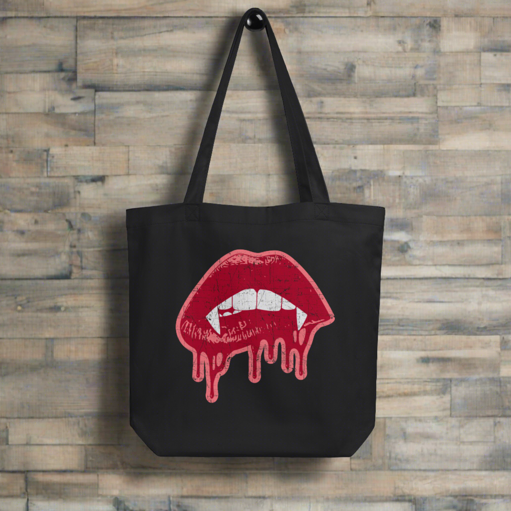 Vampire Fangs Halloween Eco Cotton Tote Bag