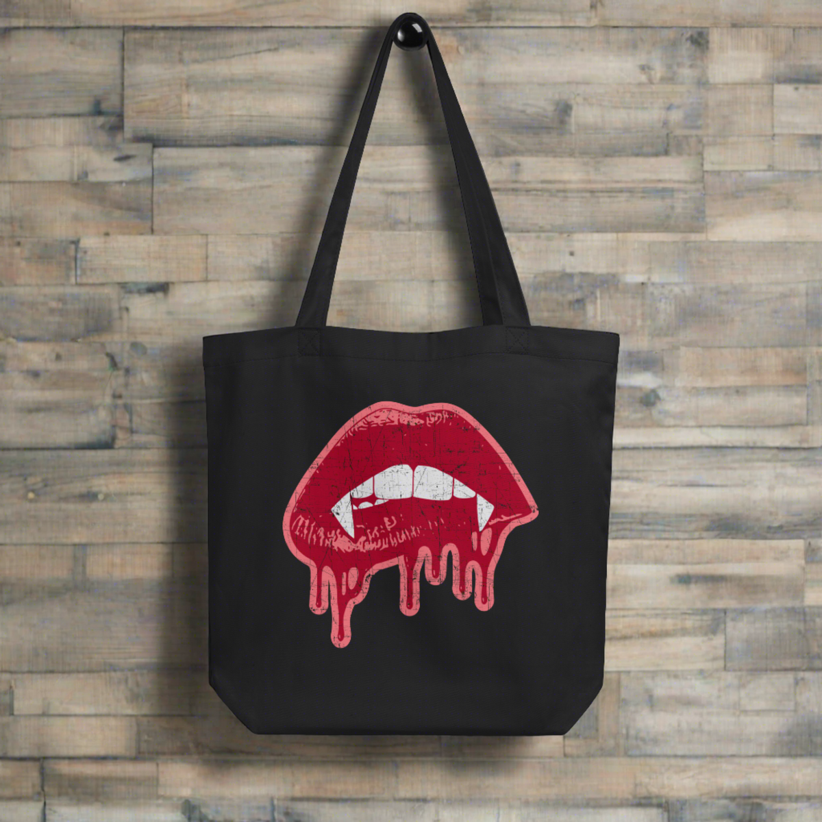 Vampire Fangs Halloween Eco Cotton Tote Bag