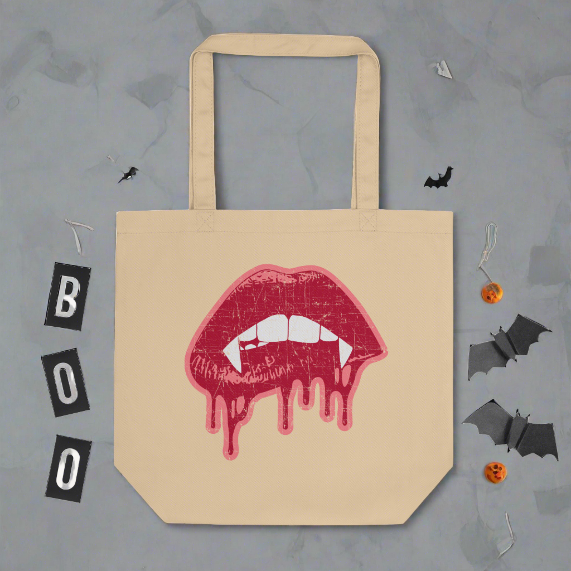 Vampire Fangs Halloween Eco Cotton Tote Bag