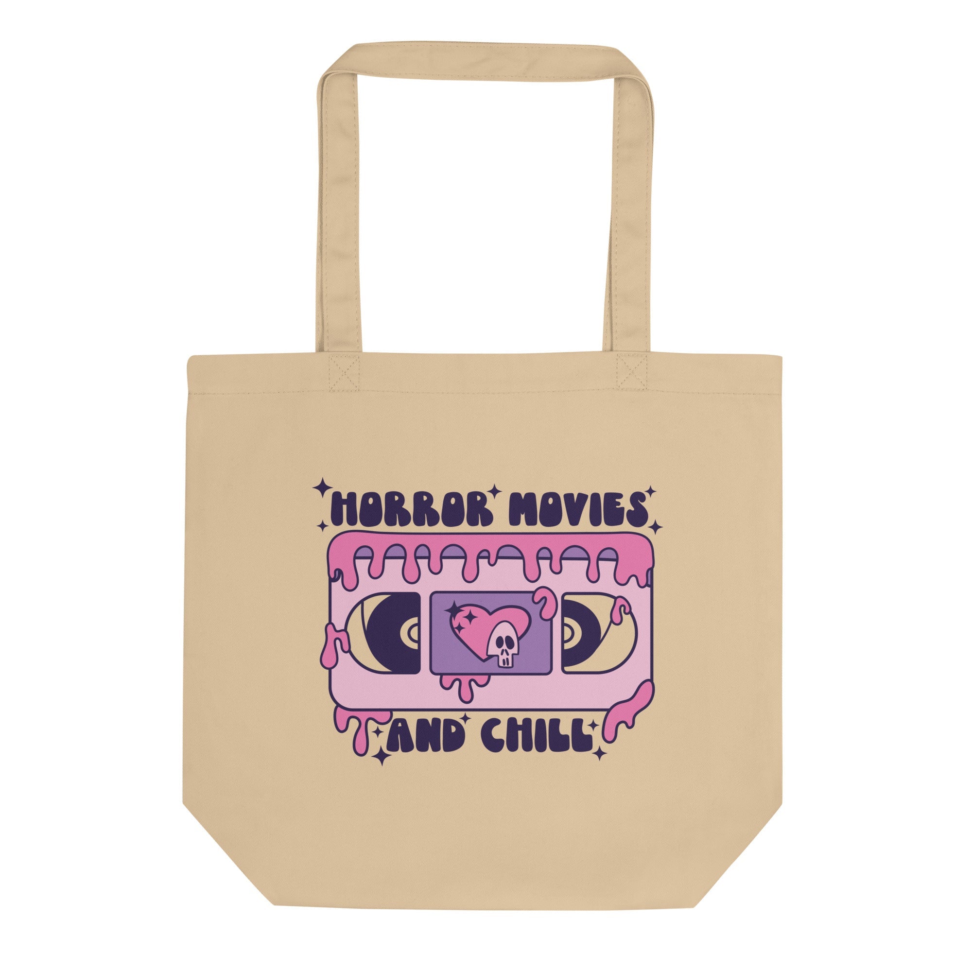 Horror Movies And Chill Distressed Style Halloween Eco Cotton Tote Bag
