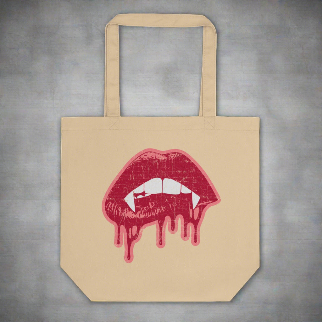 Vampire Fangs Halloween Eco Cotton Tote Bag