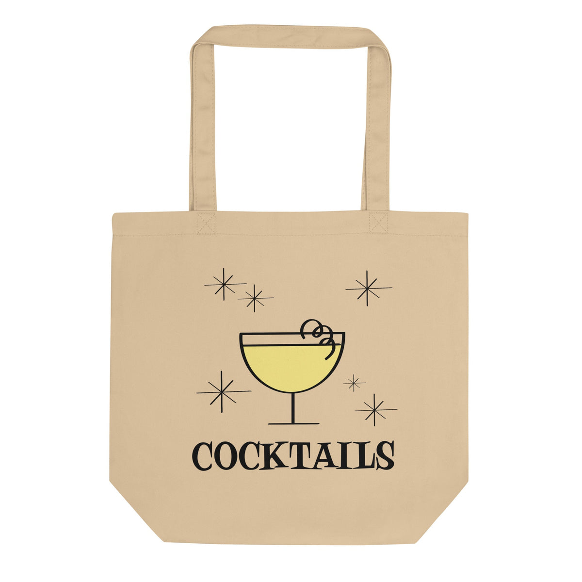 Cocktails Mid Century Retro Style Eco Cotton Tote Bag