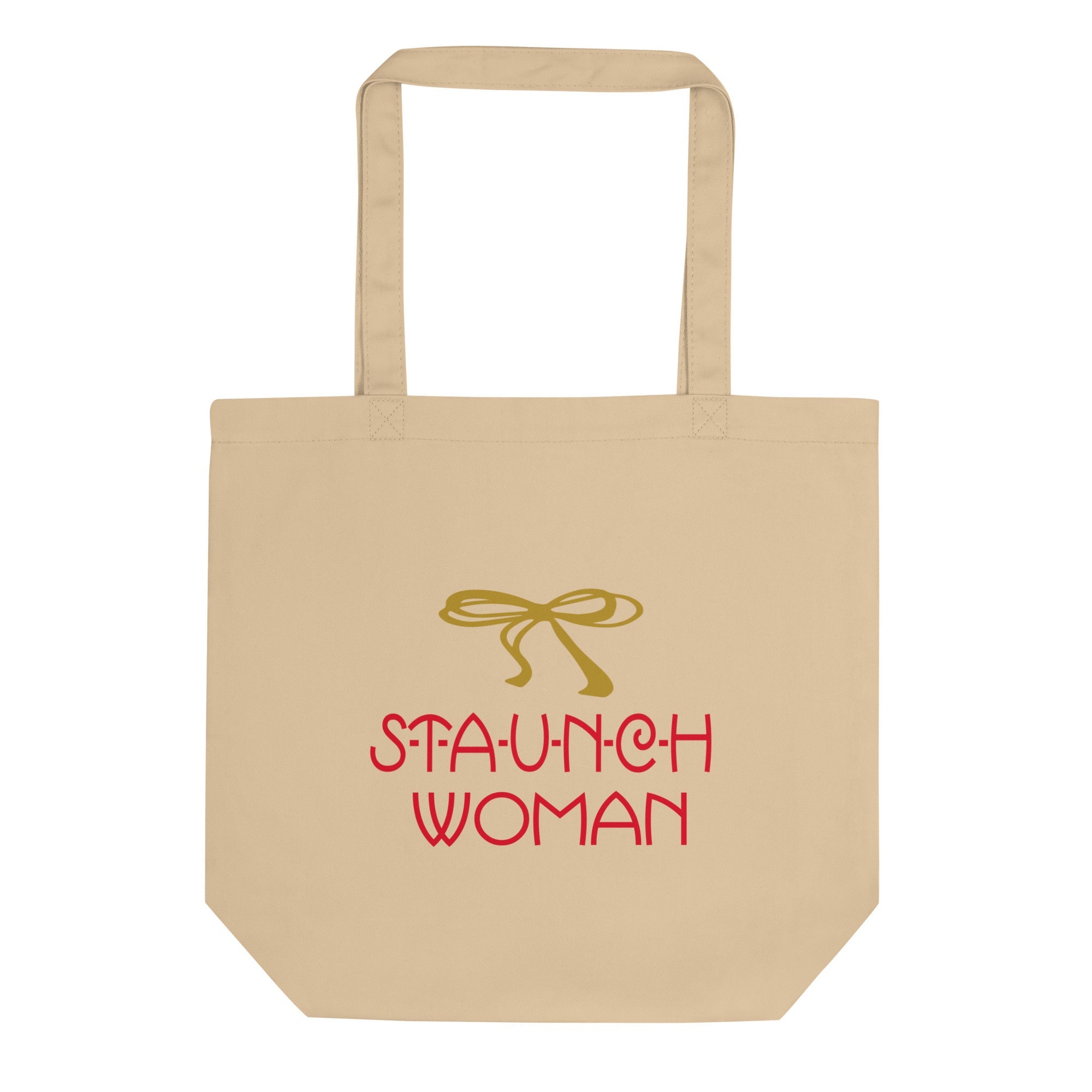 Little Edie Gold Bow Staunch Woman Eco Cotton Tote Bag