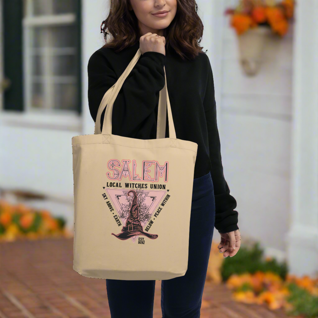 Salem Witches Union Halloween Large Eco Cotton Tote Bag