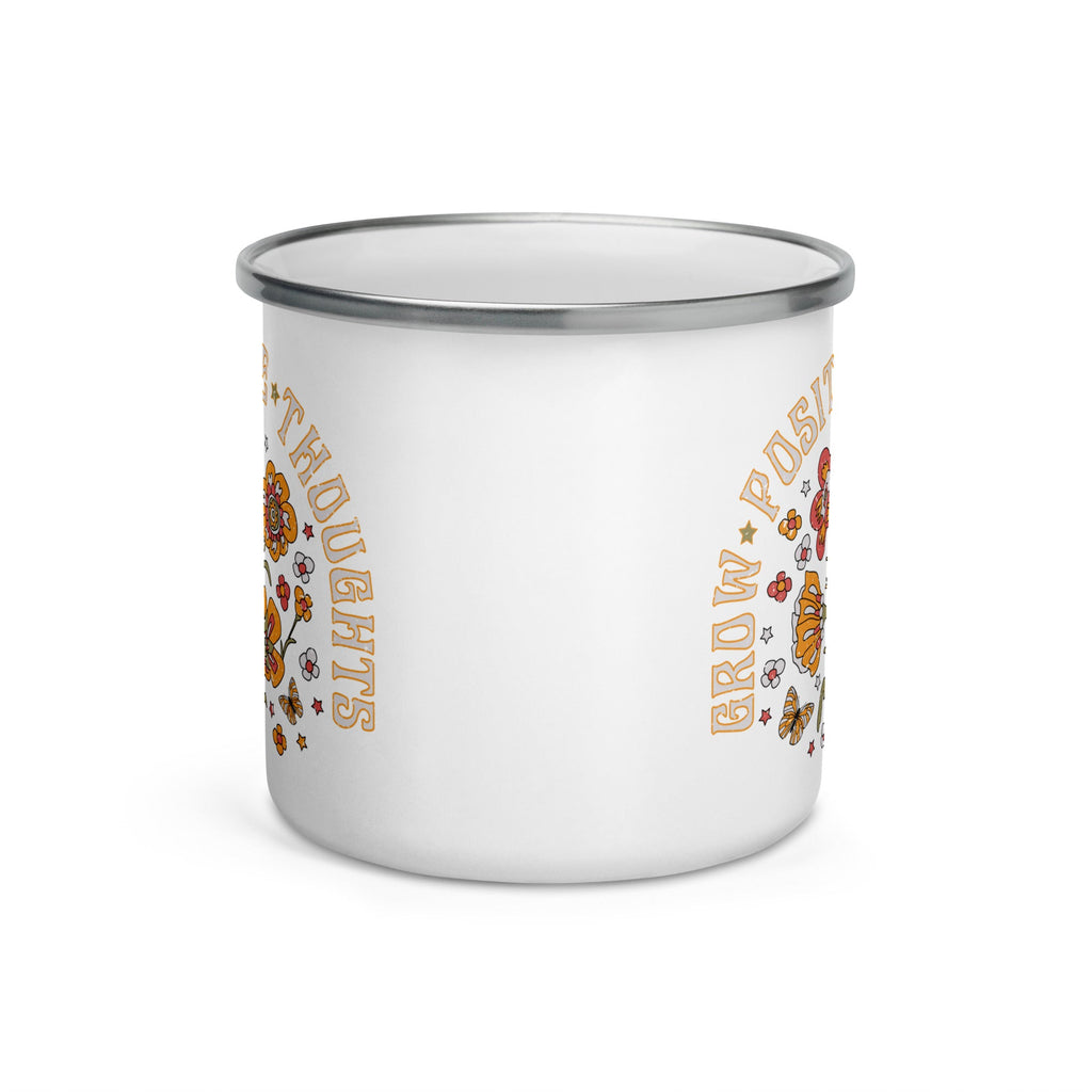 Grow Positive Thoughts Retro Style Enamel Hot Chocolate Camping Mug