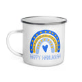Happy Hanukkah Boho Rainbow Enamel Mug