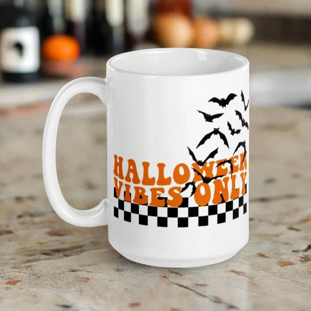 Halloween Vibes Only Bats Halloween Glossy Coffee Mug