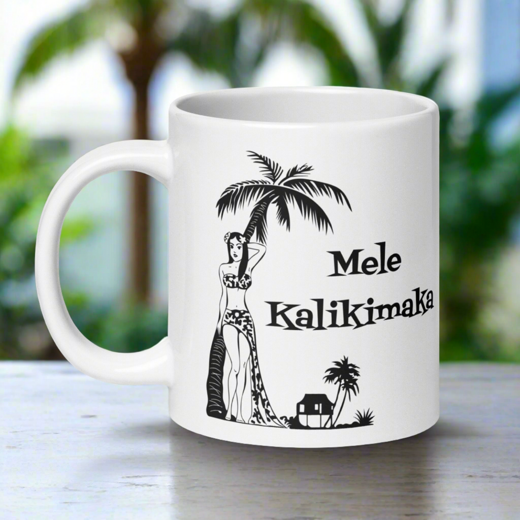 Mele Kalikimaka Atomic Era Style Christmas Glossy Coffee Mug
