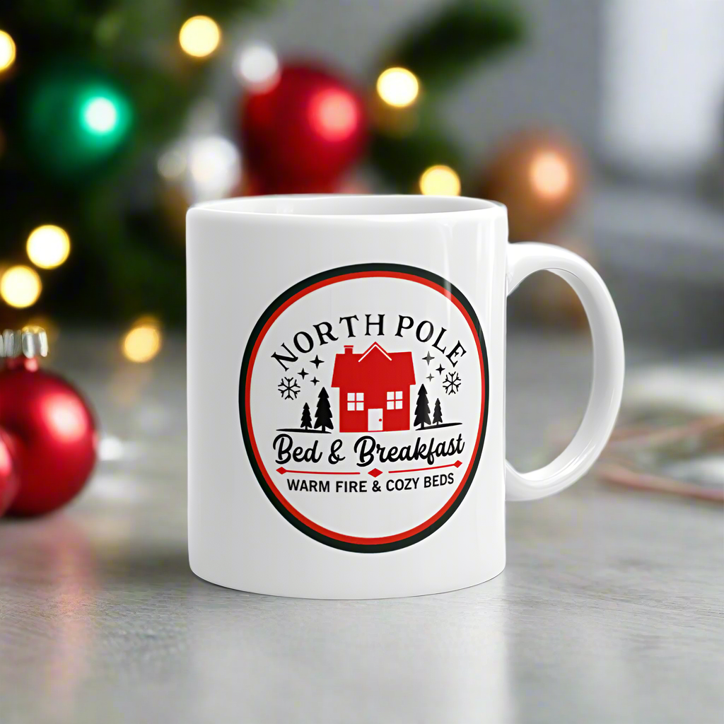 North Pole Bed And Breakfast Warm Fire And Cozy Beds Christmas Mug