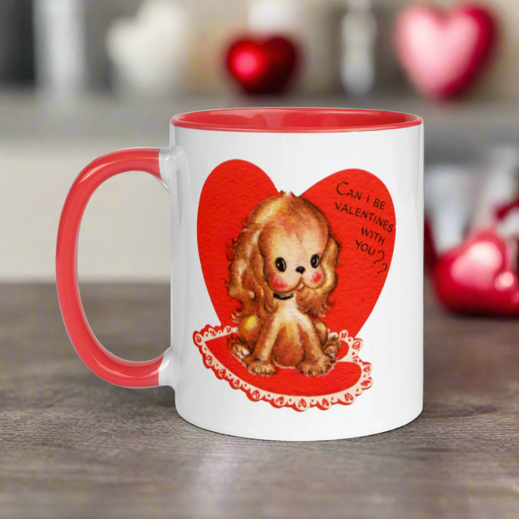 Can I be Valentines with You? Puppy Valentine's Day Glossy Coffee Mug