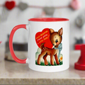 Little Deer Retro Midcentury Valentine's Day Glossy Coffee Mug
