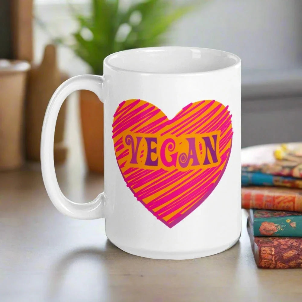 Boho Vegan Heart Glossy Coffee Mug