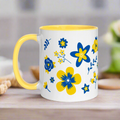 Ukrainian Country Flowers Yellow Lined Mug